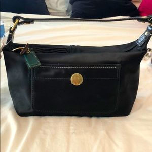 NWT Black silk Coach bag